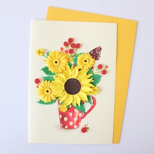 Sunflower Birthday Card, Handmade Daisy Card, 3D Flower Card, Eco-friendly Gift Card, Get Well Soon Card, Congrats Card, Thank You Card