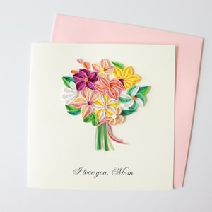 Cartão de flores para a mãe, cartão de dia das mães, cartão eu te amo mãe, cartão de felicitações para a mãe, cartão de presente para a mãe, cartão de buquê de flores, cartão de agradecimento