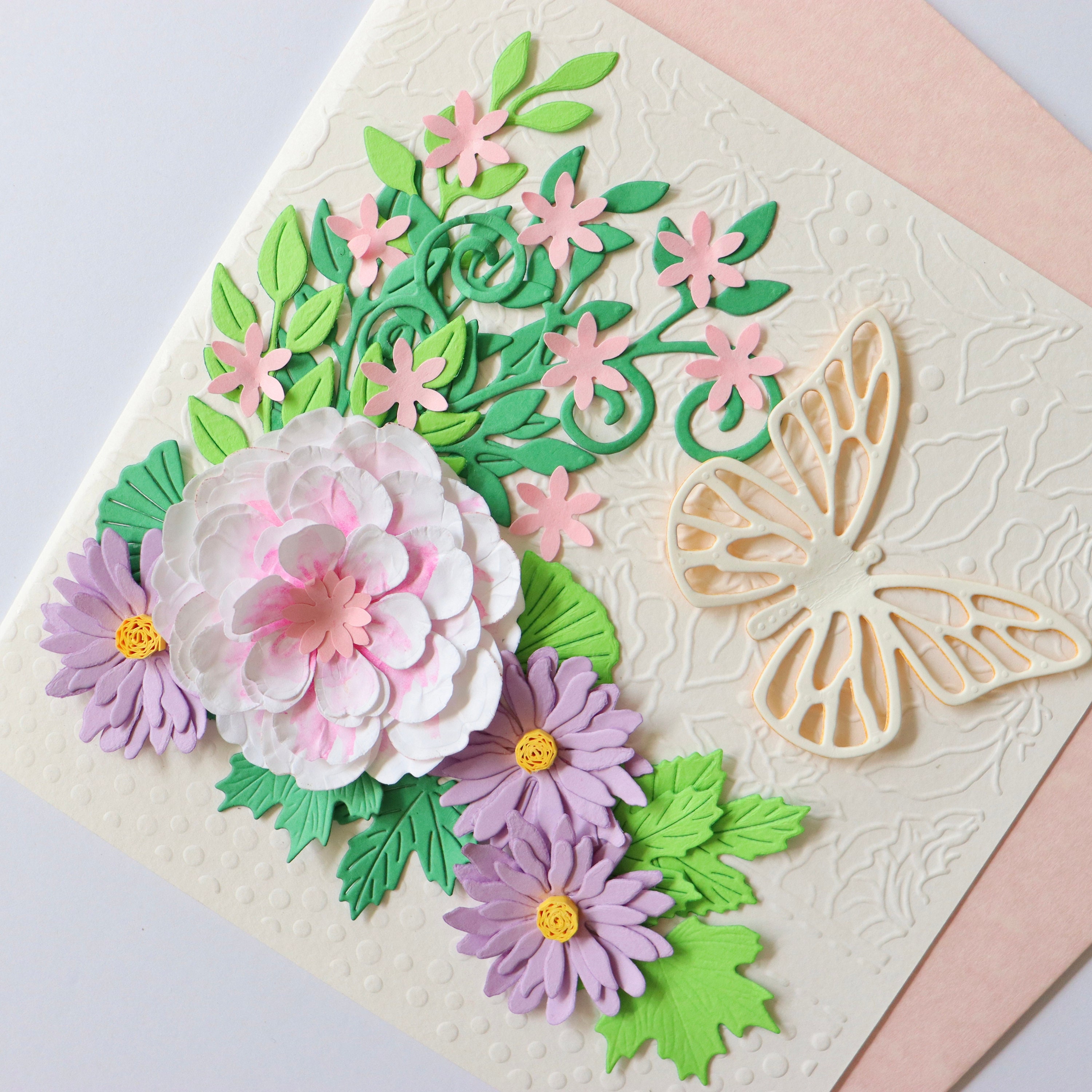 Beautiful Handmade Birthday Card 3D Flowers And Butterfly  Gifts New BL3 