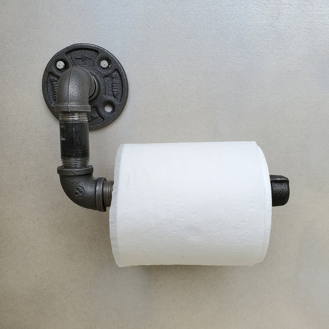 Black Iron Piping Wall Mounted Toilet Paper Holder Etsy