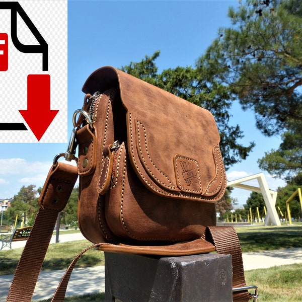 Crossbody leather bag digital pattern _ Shoulder bag _ DIY Bag pattern _ PDF download _ Bag template _ A4 Sized Printout