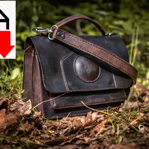 Padrão digital para bolsa com alça superior _ bolsa de couro crossbody _ Padrão faça você mesmo _ Download em PDF _ modelo digital _ Impressão em tamanho A4