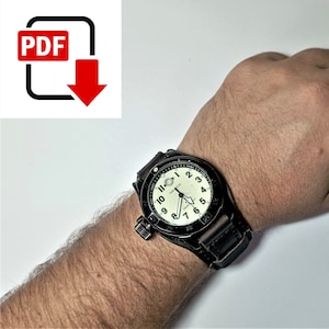 Padrão digital de pulseira de relógio de couro _ PDF de pulseira de relógio _ Modelo digital de couro feito à mão _ Impressão em tamanho A4