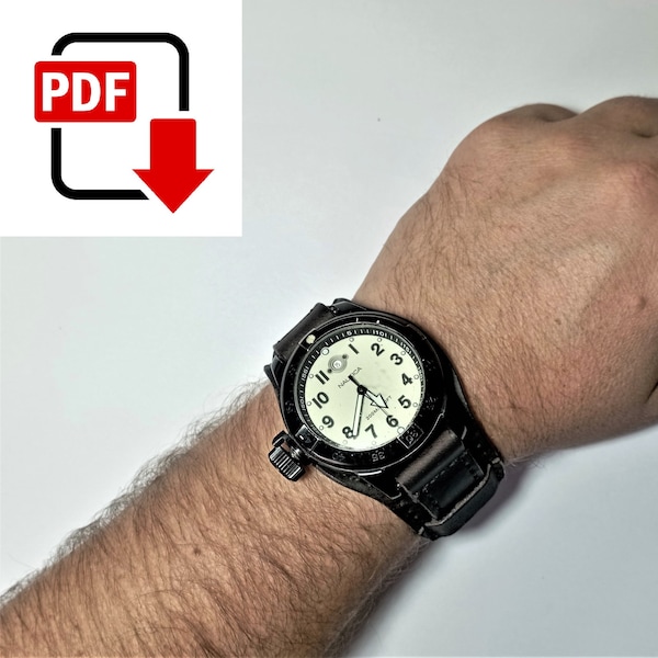 Leather watch strap digital pattern _ Watch strap PDF  _ Handmade leather digital template  _ A4 Sized Printout