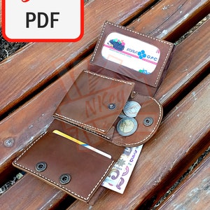 Patrón digital de billetera de tres pliegues; Patrón DIY de billetera de cuero para hombres; Patrón PDF de billetera de cuero hecha a mano