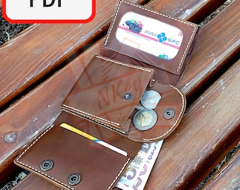 The trifold wallet digital pattern; Men's leather wallet DIY pattern; Handmade leather wallet PDF pattern