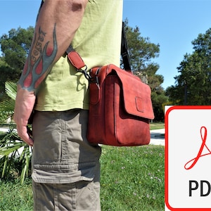 Padrão digital de bolsa de couro unissex _ Bolsa crossbody _ Padrão faça você mesmo _ Download em PDF _ Modelo digital _ Impressão em tamanho A4