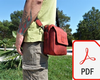 Unisex leather bag digital pattern _ Crossbody bag _ DIY pattern _ PDF download _ digital template _ A4 Sized Printout