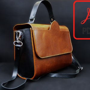 Tasche mit Henkel oben digitales Schnittmuster – Ausdruck in A4 & US Letter-Größe _ Damentasche aus Leder _ Umhängetasche _ PDF-Download