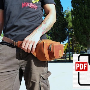 Padrão digital de bolsa de cintura de couro _ Bolsa de cintura _ Pochete _ Bolsa de cinto _ Bolsa lua _ Bolsa de barriga _ Bolsa de cintura _ Download em PDF _ Impressão em tamanho A4