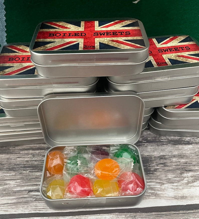 Retro British Boiled Sweets Tin WW2 Fruit Candy English Union Jack WWII
