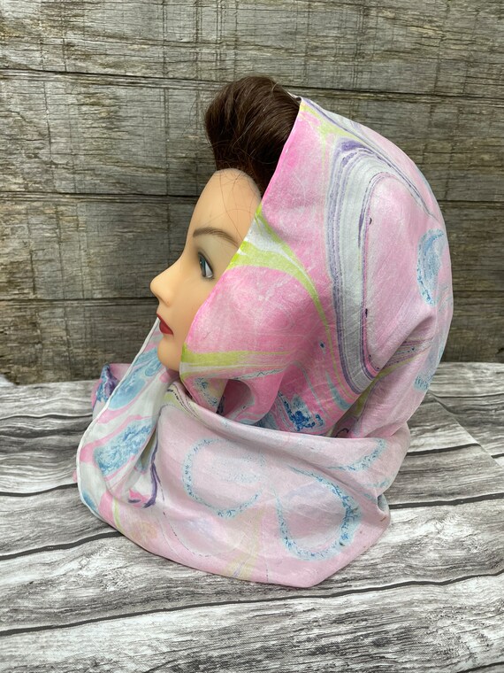 Wartime 1940s Style Head Scarf WWII Retro Pink Si… - image 3