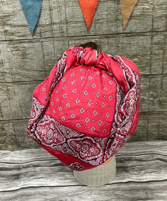 Wartime 1940s Style Head Scarf WWII Retro coral p… - image 6