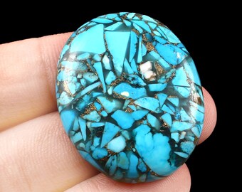 Cabujón ovalado de turquesa azul cobriza natural de Arizona – Piedra preciosa suelta para la fabricación de joyas