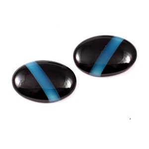 100% Natural Black Onyx Cabochon Lovely Pair 35 Ct. Oval Shape 26X18X5 MM Loose Gemstone For Making Jewelry DE-7862 image 3