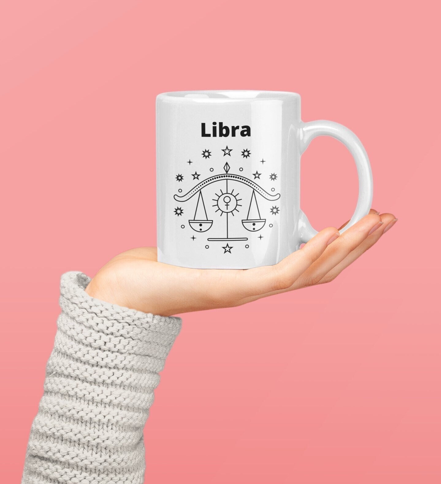 Zodiac sign libra large coffee mug tea mug black print Etsy