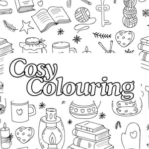 Cozy Coloring Pages Set, Adult Coloring Book, Relaxing Activity, Mindfulness Art, Gift for Artist, Coloring Fun