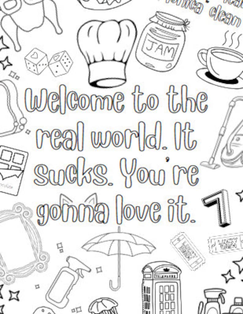 Friends TV Show Coloring Pages, Printable Coloring Sheets, Instant ...