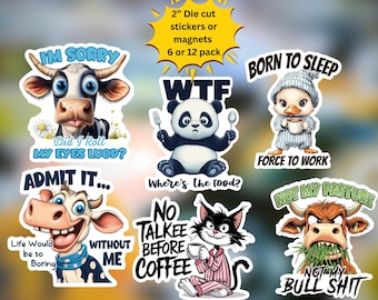 Sarcastic Animal Stickers and Magnets: Funny Fridge Decor