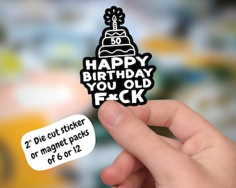 Funny 50th Birthday Sticker Pack: Gag Gift Decor