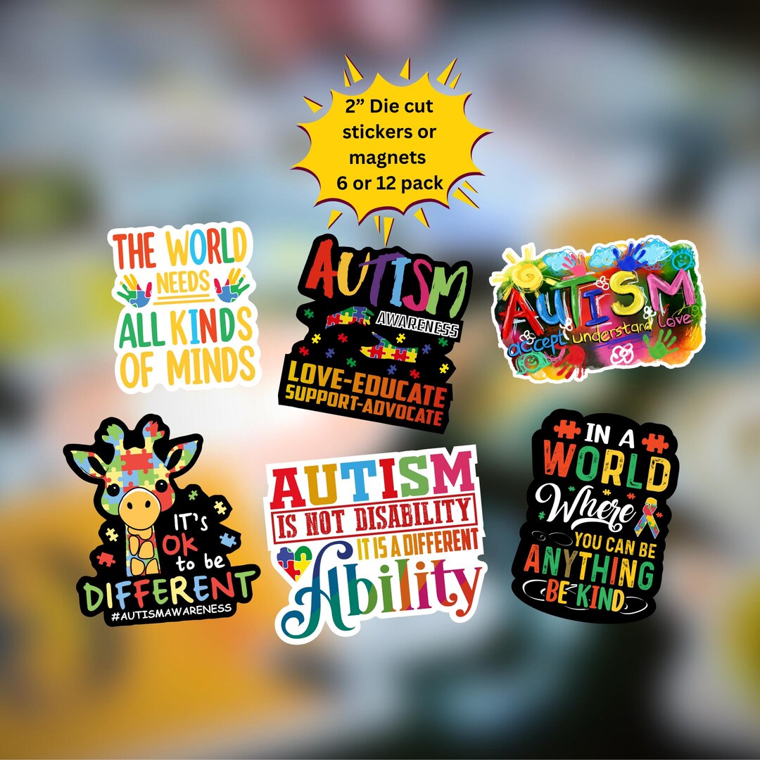 Autism Awareness Stickers & Magnets: Be Kind, Autism Matters - Etsy