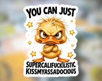 Grumpy Duck Magnet or Sticker: Sarcastic Humor Gift