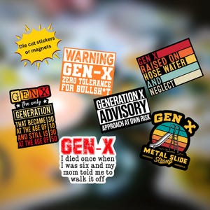 Gen X Sticker Pack, Birthday Decor, Gen X, 1970&#39;s baby, Generation X stickers, 50th Bday Celebration