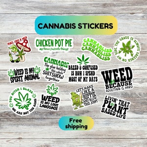 Funny Die Cut Sticker Pack, Ganja Stickers, Fun Herb Sticker pack, Mary Jane, 420, Pot sticker pack