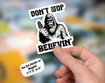 Funny Bigfoot Morel Mushroom Sticker or Magnet