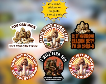 Funny Morel Mushroom Hunting Sticker Pack: Die Cut Stickers