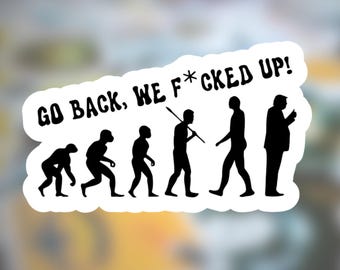 Funny Evolution Sticker or Magnet: Empathy & Critical Thinking, Resistance