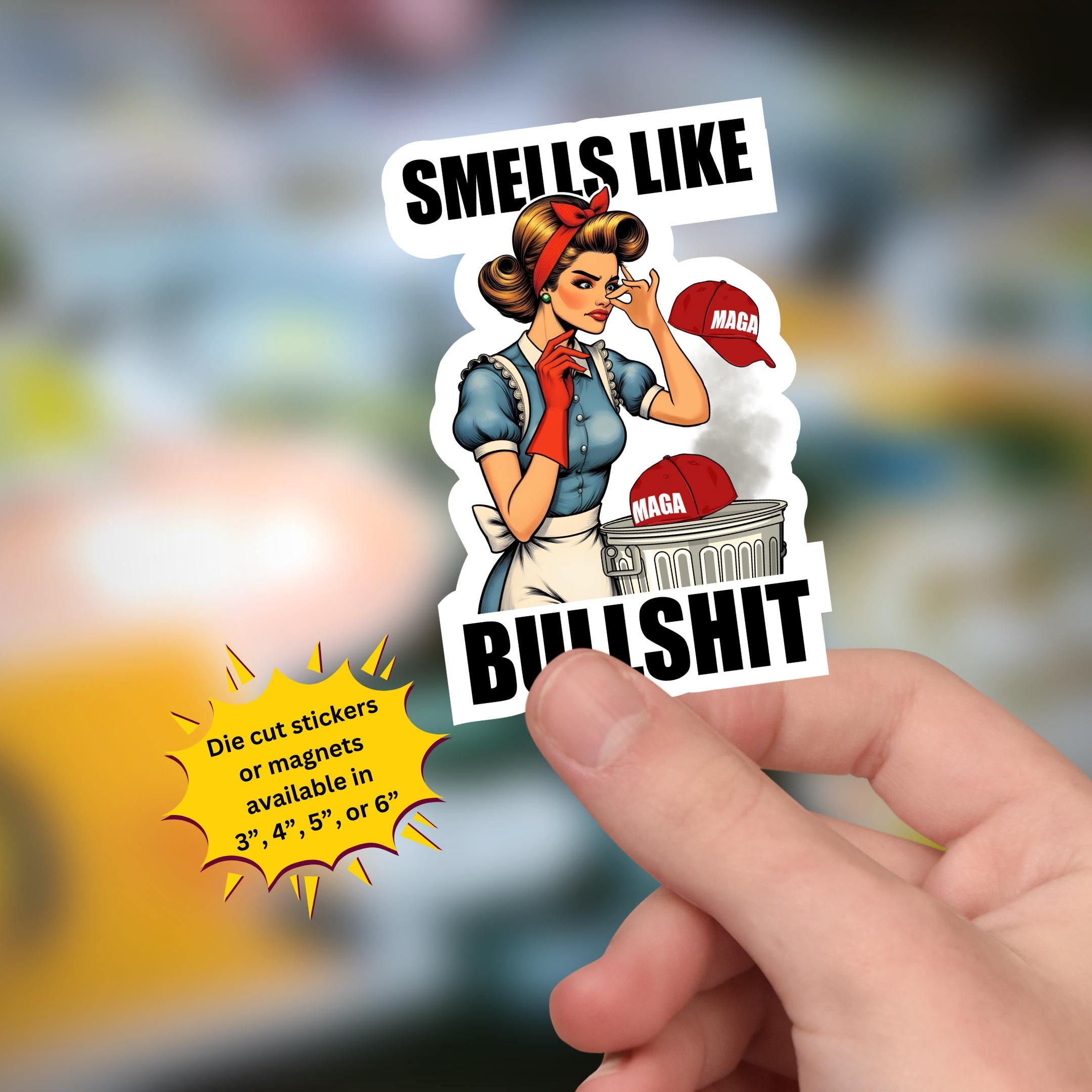 Funny Maga Hat sticker or magnet, maga clowns, dump trump, not my president, political circus, redhat cult, bring back kindness