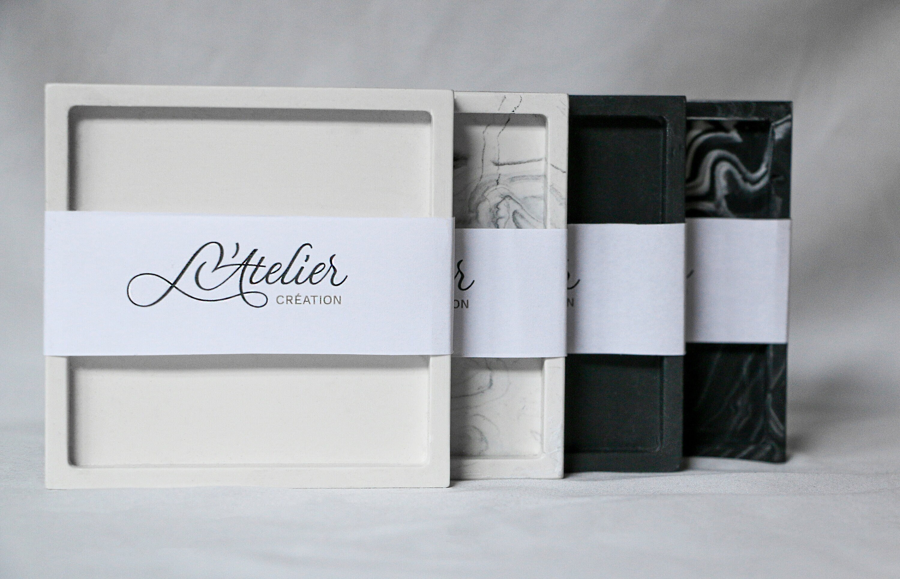 Plateau Carré Jesmonite & Bougie en Pot