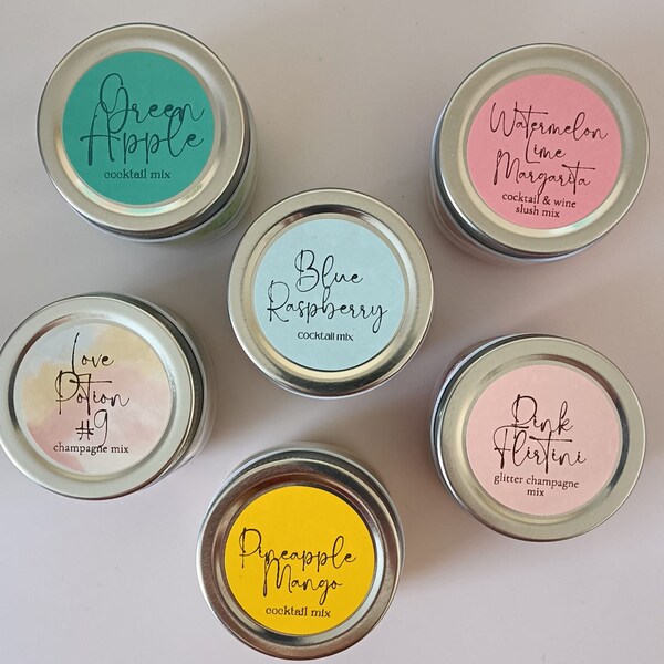 Pretty Glass Jars of Cocktail Mixes 5oz - 28 flavors