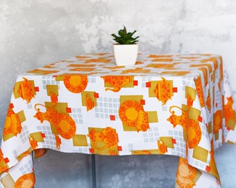 nappe vintage, déco scandinave, tissu Orange, style Cottagecore