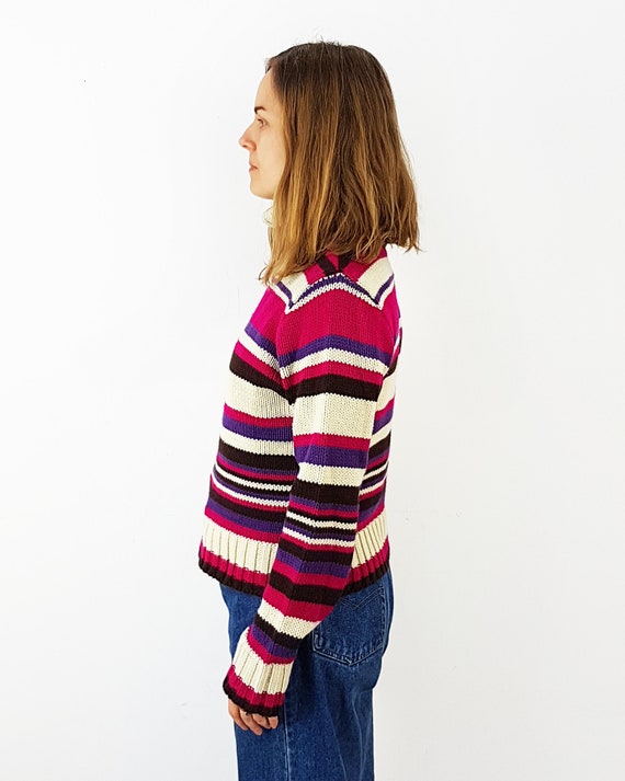 Roll neck striped sweater, Size S, Warm winter ju… - image 3