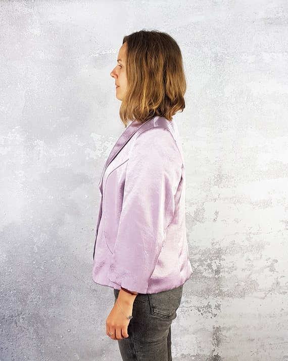 Vintage cropped lilac pink blazer, Size M, Short … - image 3