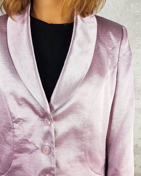 Vintage cropped lilac pink blazer, Size M, Short … - image 6