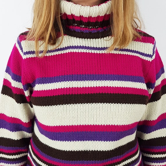 Roll neck striped sweater, Size S, Warm winter ju… - image 6