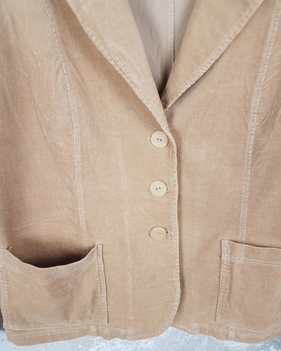 Vintage corduroy blazer, Size XL, Classic beige s… - image 8