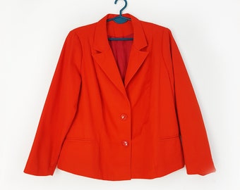 Vintage blazer, Size L, Loose oversized fit red jacket, Retro fashion, Y2K style, Spring blazer