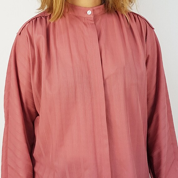 Vintage blouse from 80's, Size L, Dark pink long … - image 5