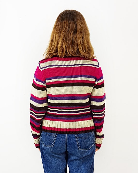 Roll neck striped sweater, Size S, Warm winter ju… - image 5