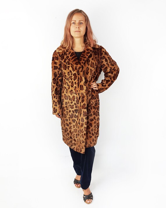 Leopard rabbit top fur coat