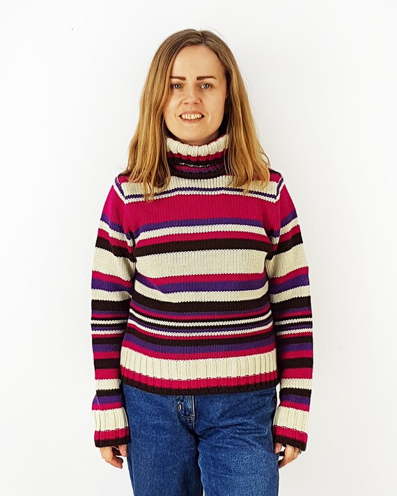 Roll neck striped sweater, Size S, Warm winter ju… - image 2