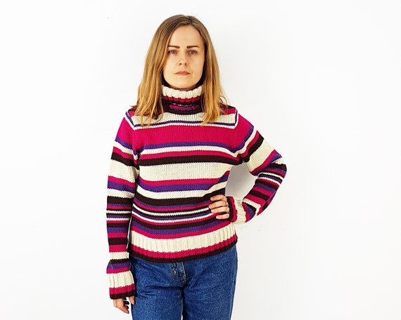 Roll neck striped sweater, Size S, Warm winter ju… - image 1