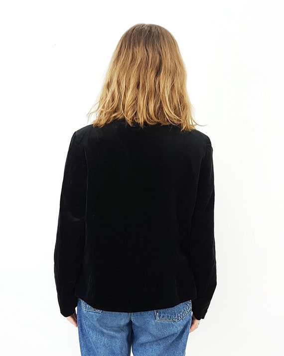 Velvet black jacket, Size M, Cropped evening blaz… - image 3