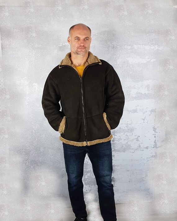 Veste aviateur en faux daim manteau pour homme vintage taille M veste Vegan Etsy Canada
