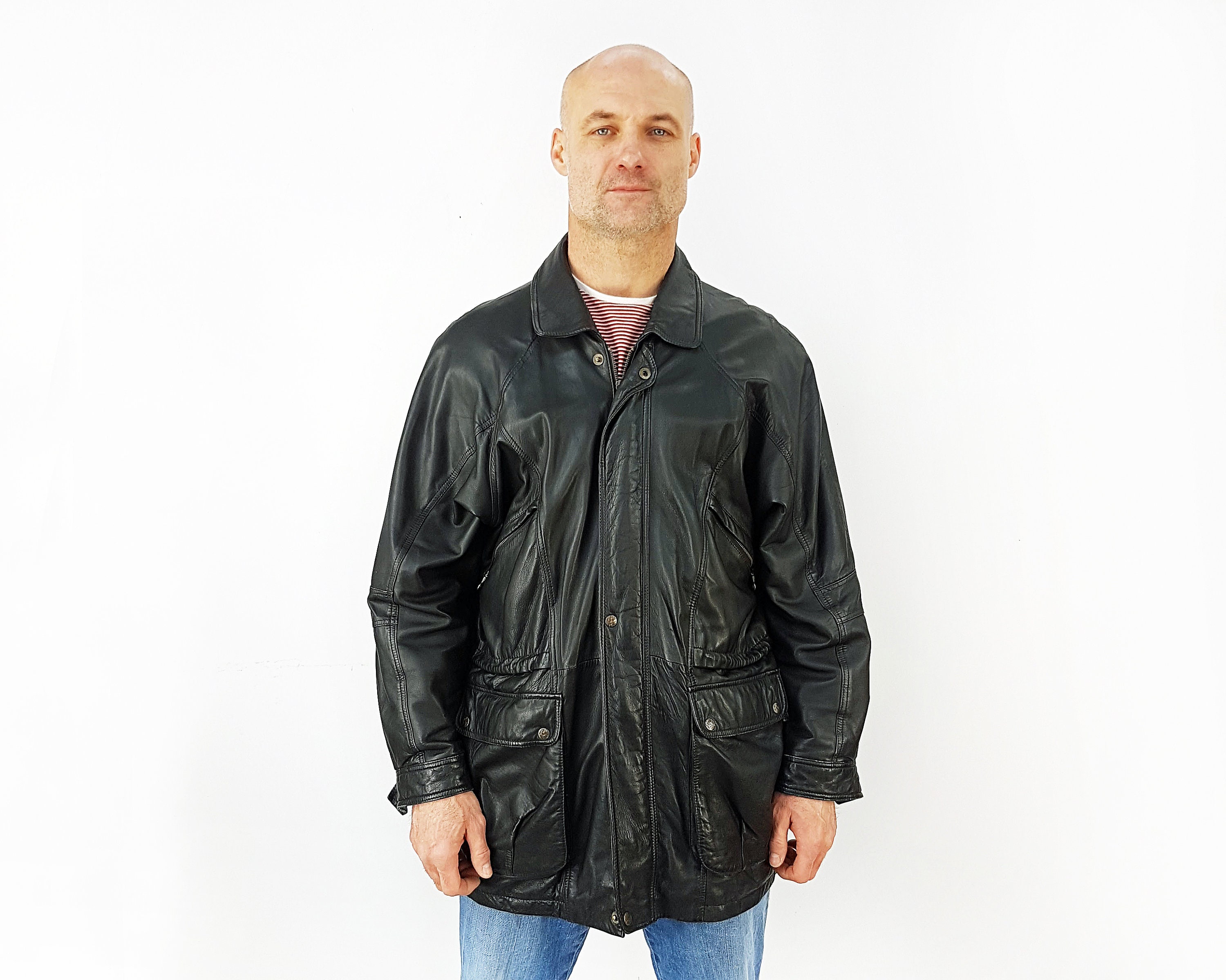 Leather Jacket From 80's, Size XL, Vintage Black Genuine Leather Parka Jacket, Casual Classic Outwear - Etsy Leather Jacket From 80's, Size XL, Vintage Black Genuine Leather Parka Jacket, Casual Classic Outwear - Etsy