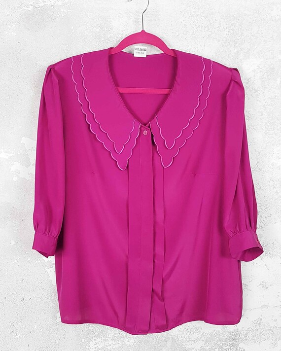 Pink vintage blouse, Size XXL, Decorative embroid… - image 2